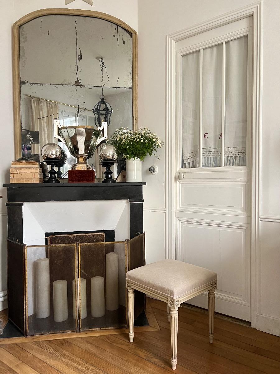 Tabouret de style LXVI assise chanvre