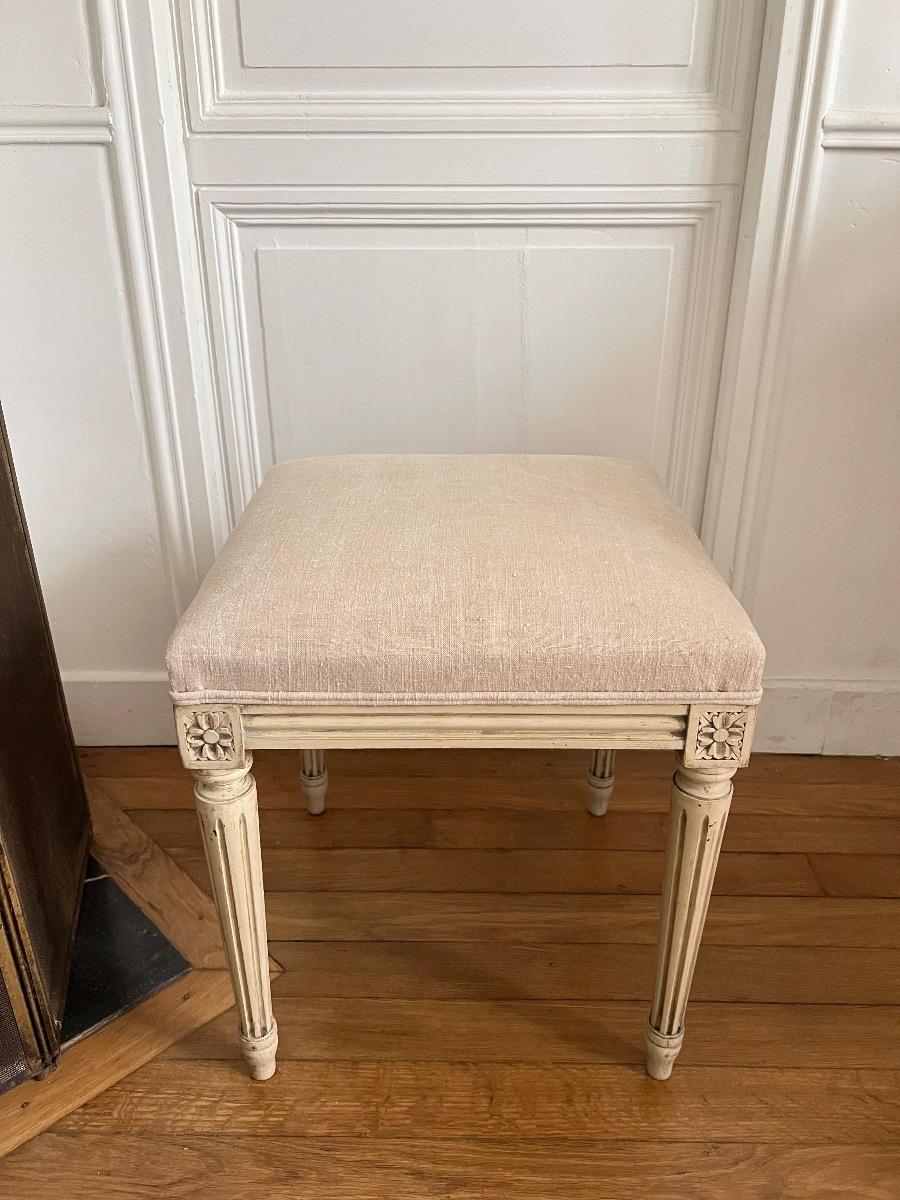 Tabouret de style LXVI assise chanvre