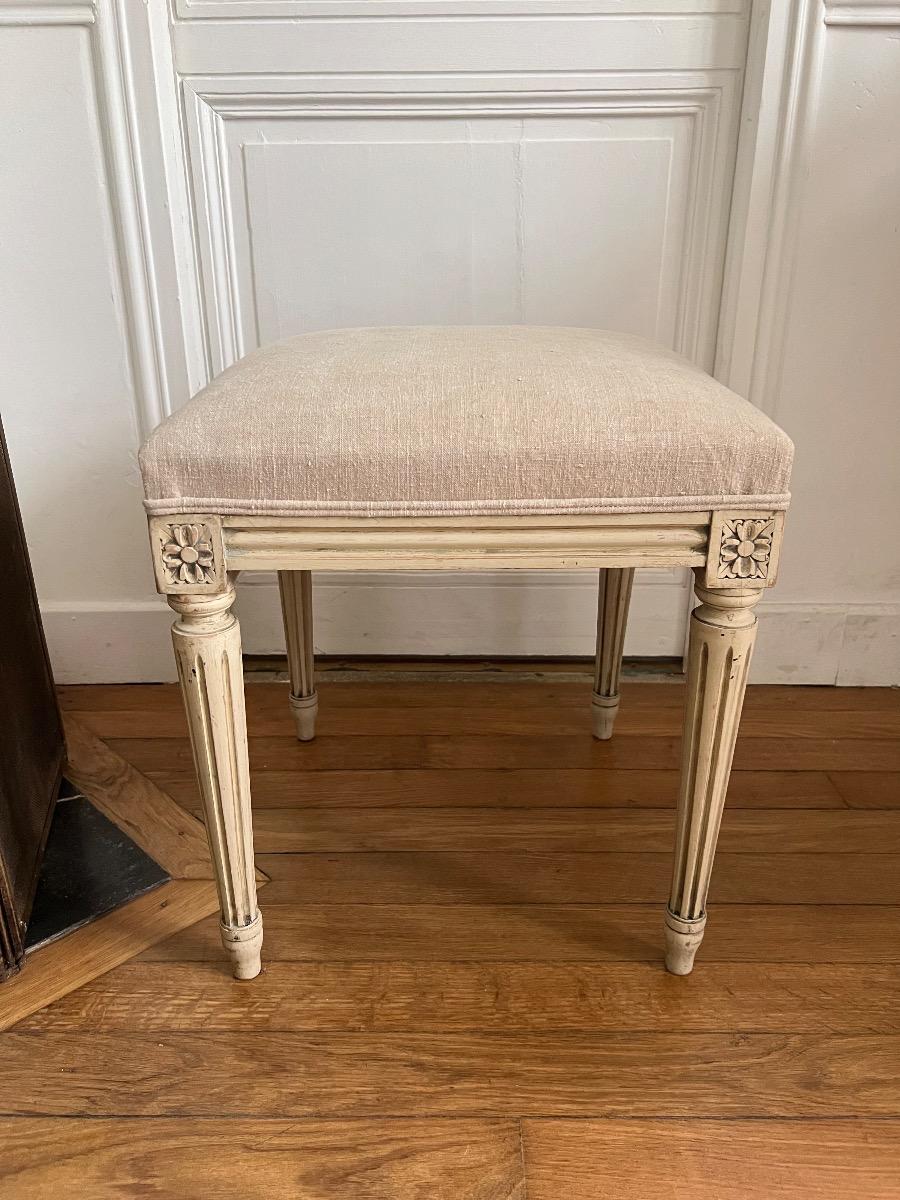 Tabouret de style LXVI assise chanvre