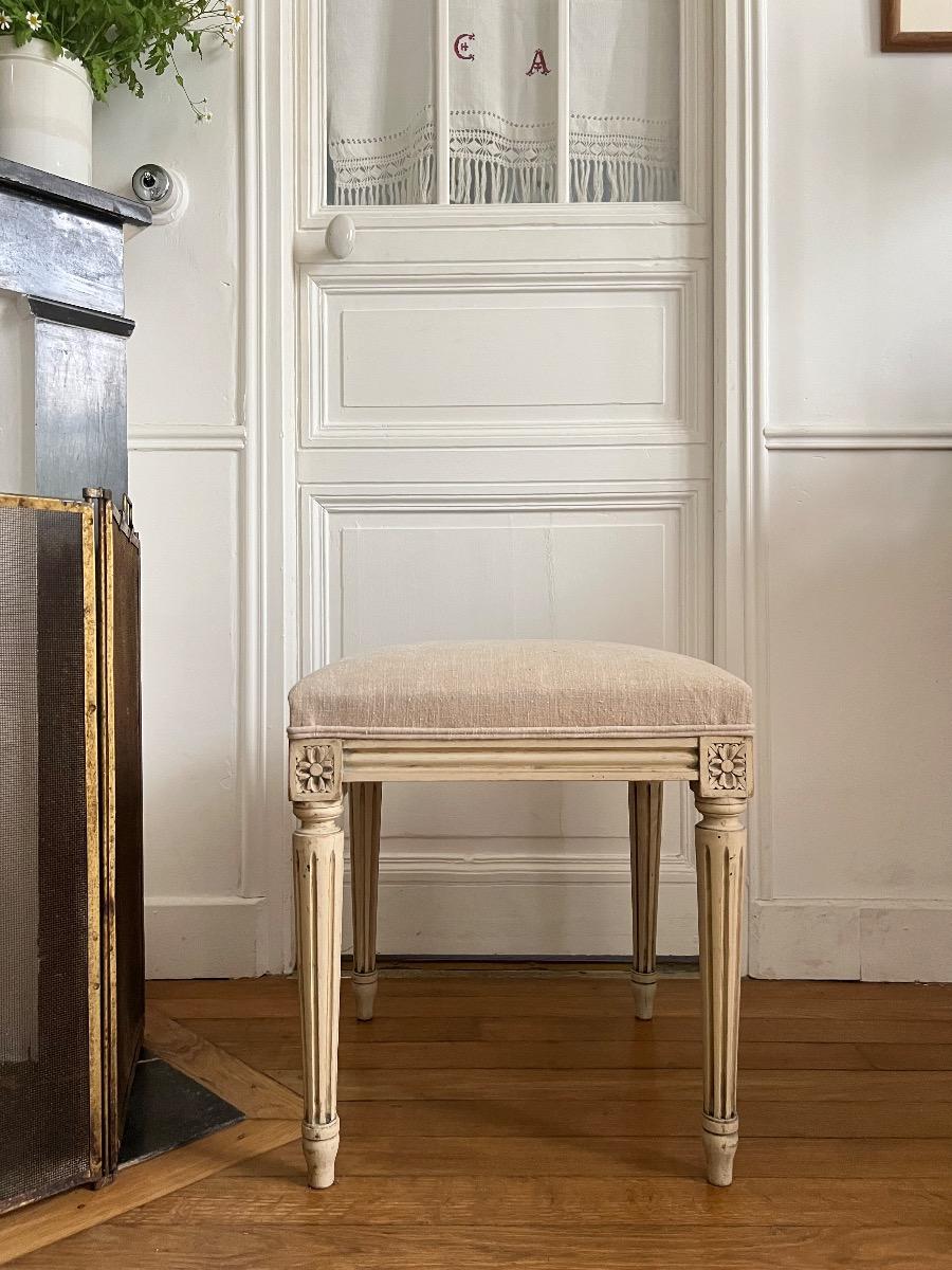 Tabouret de style LXVI assise chanvre