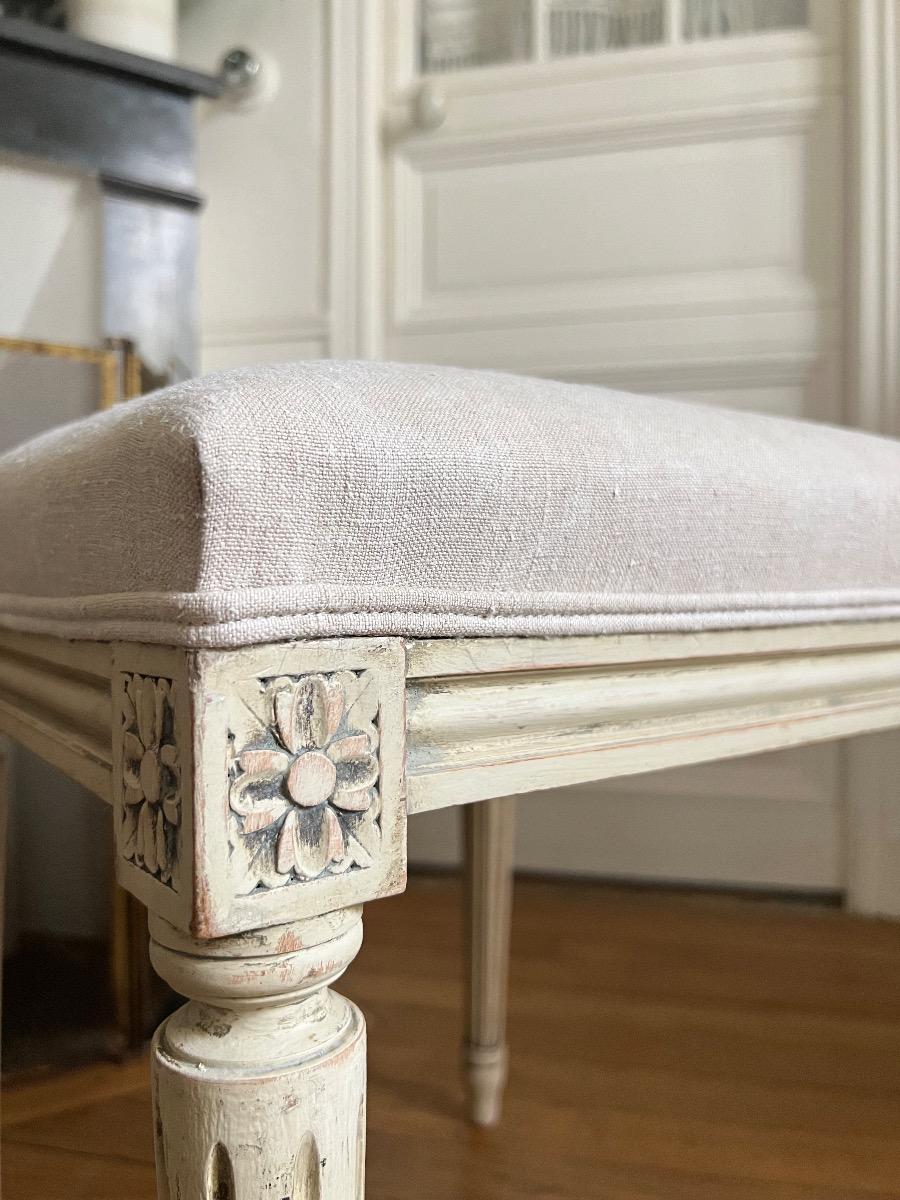 Tabouret de style LXVI assise chanvre