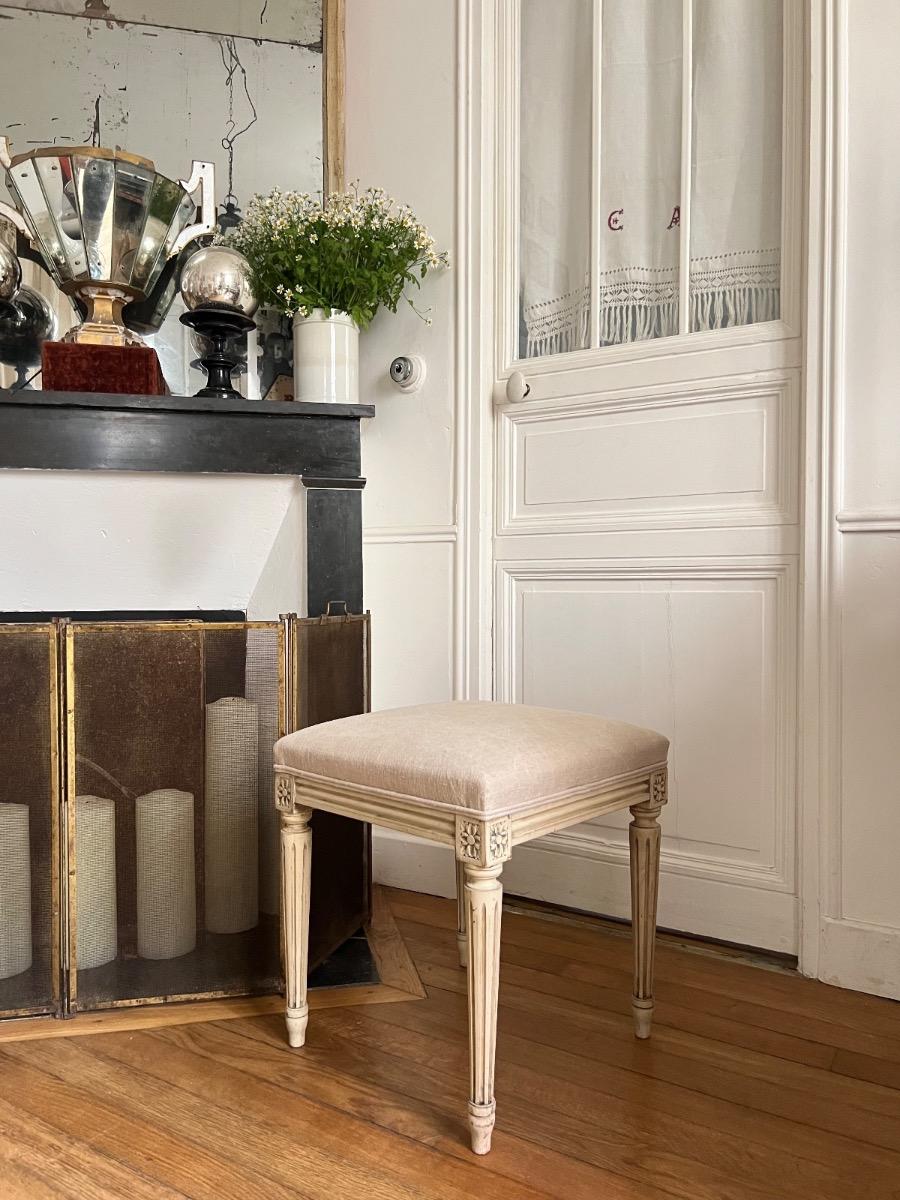 Tabouret de style LXVI assise chanvre