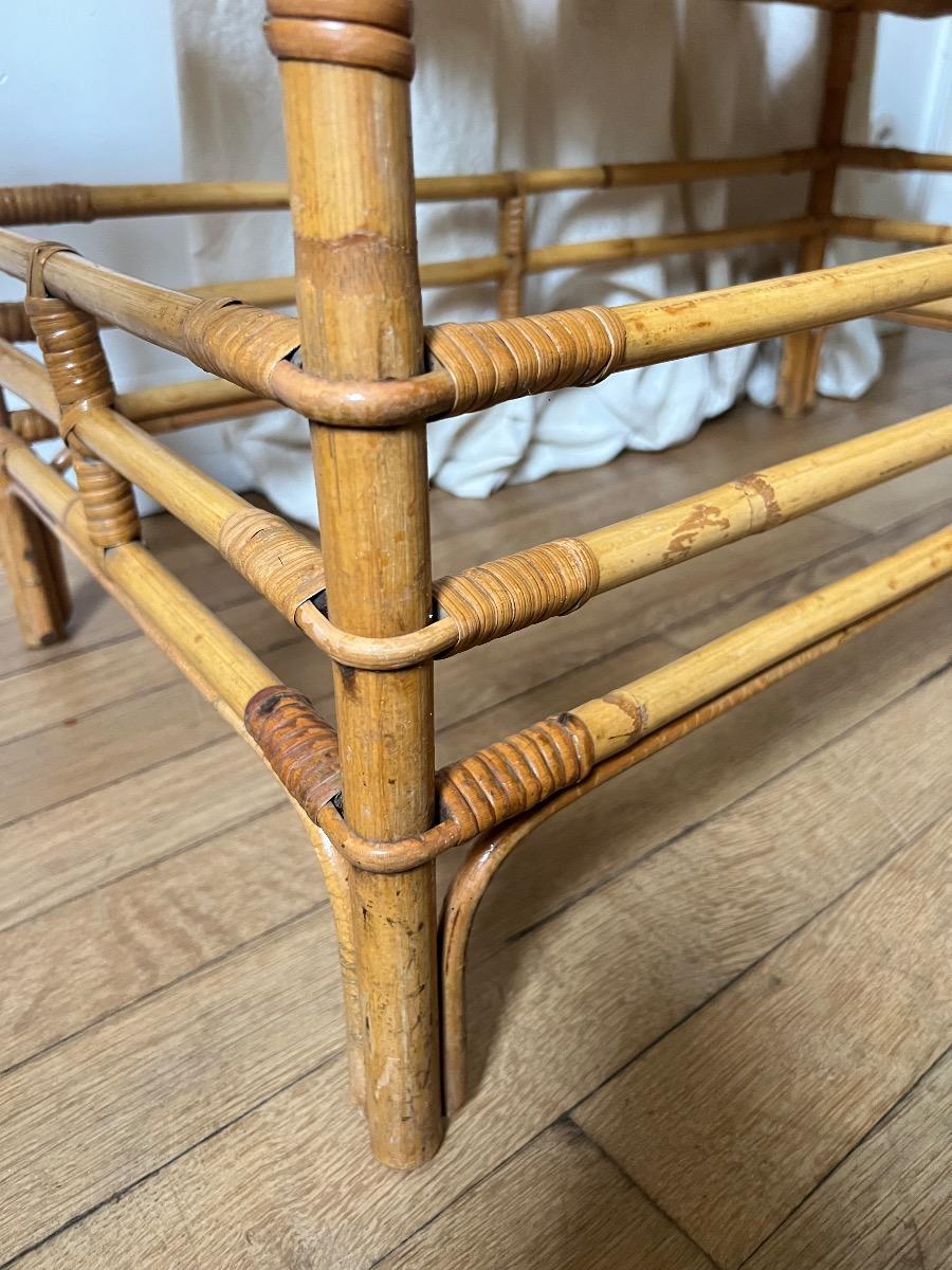 Table basse rotin 1960