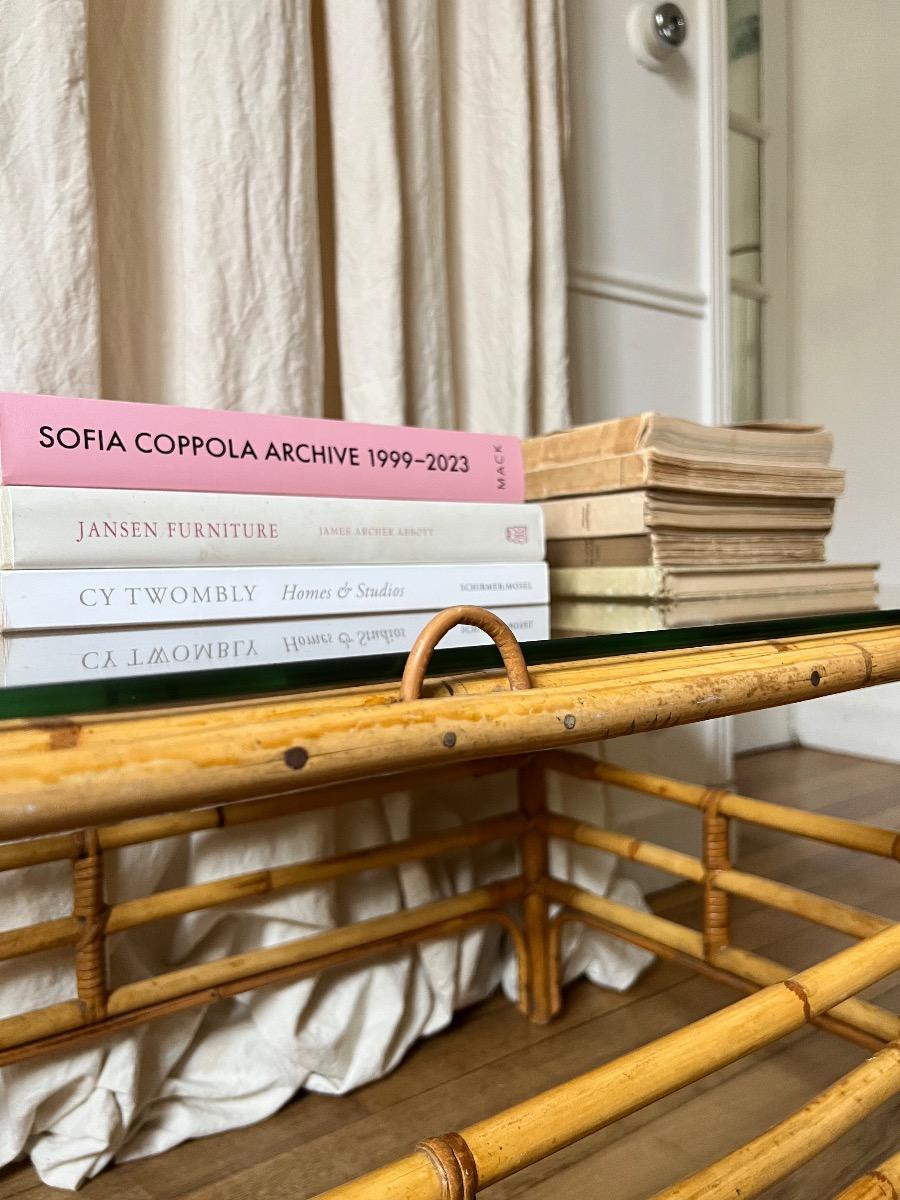 Table basse rotin 1960