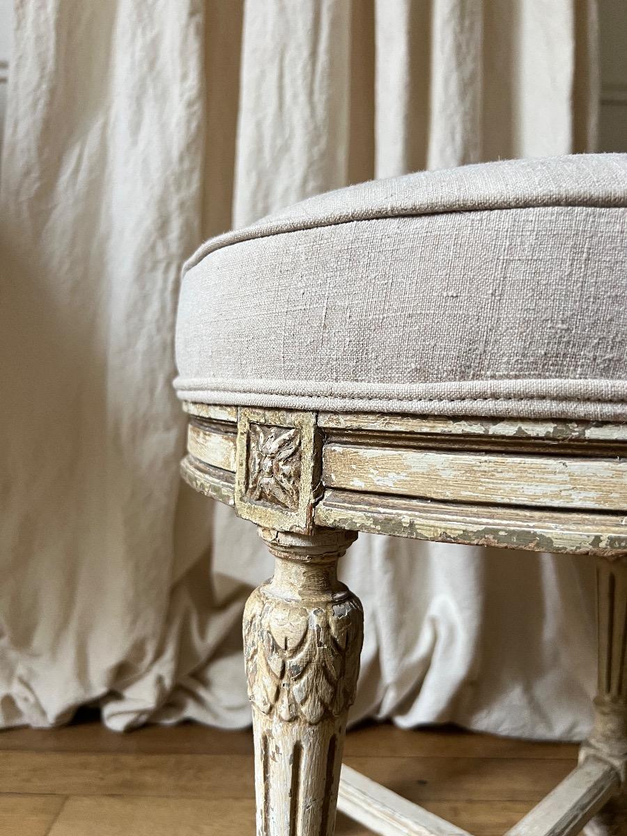Tabouret de style LXVI assise chanvre