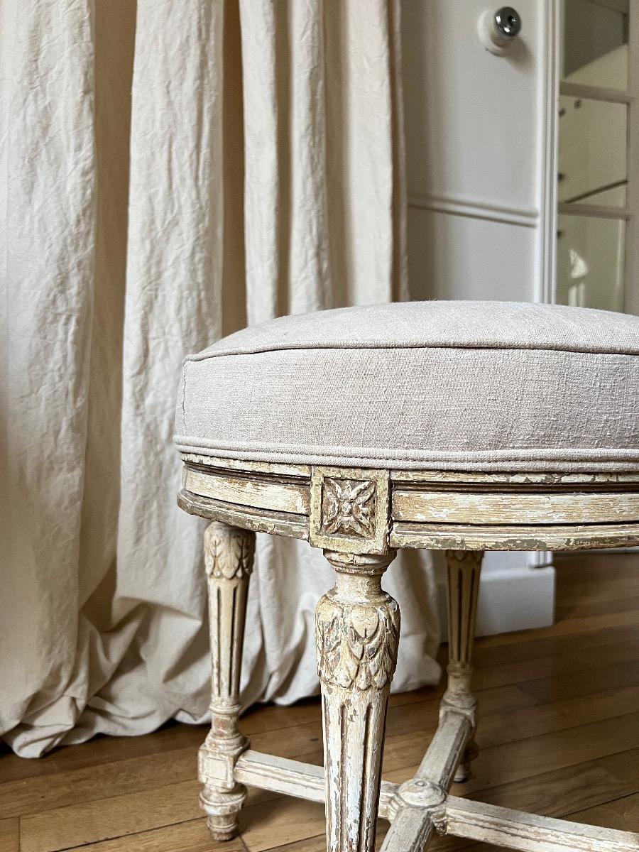 Tabouret de style LXVI assise chanvre