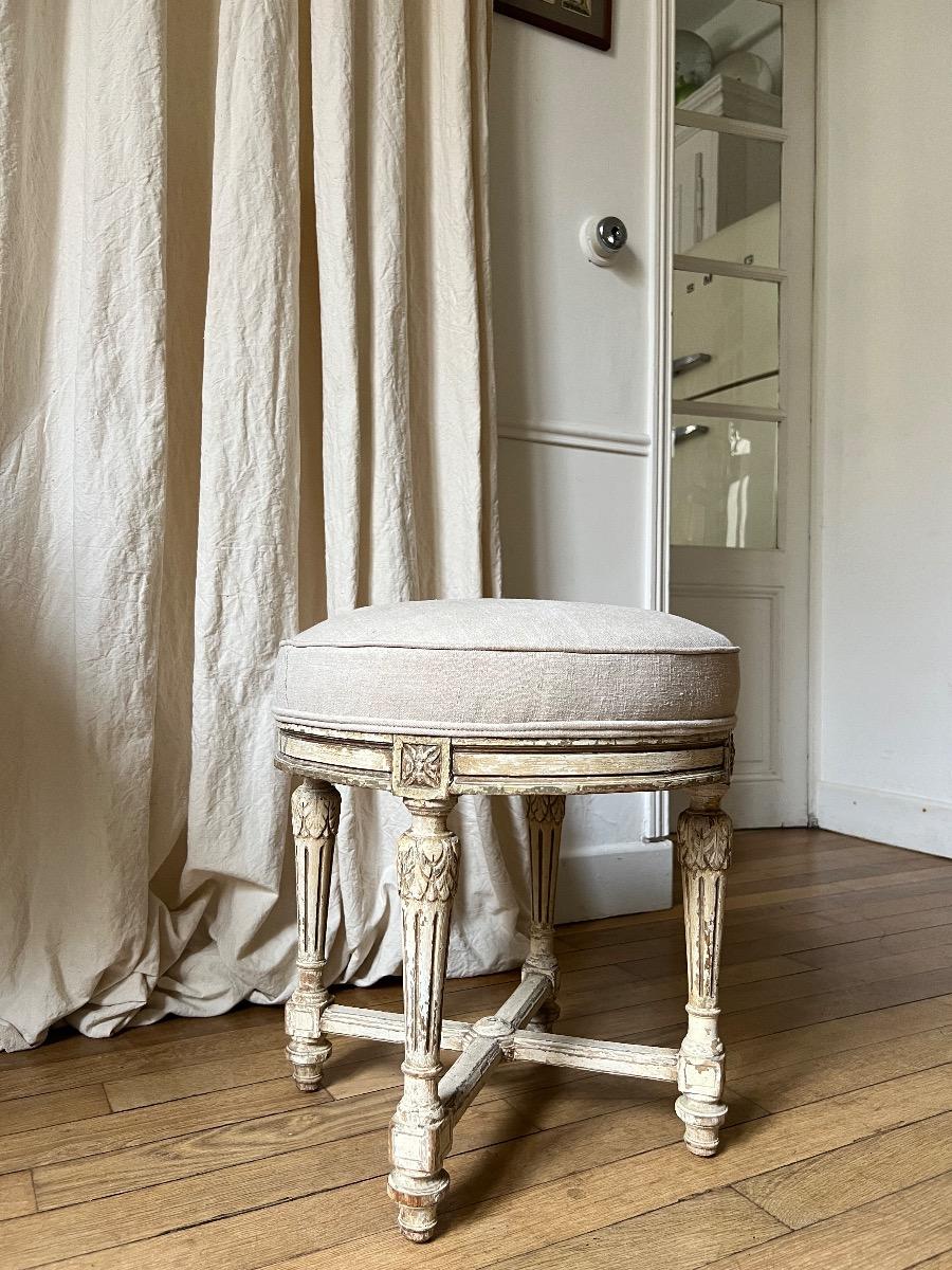 Tabouret de style LXVI assise chanvre