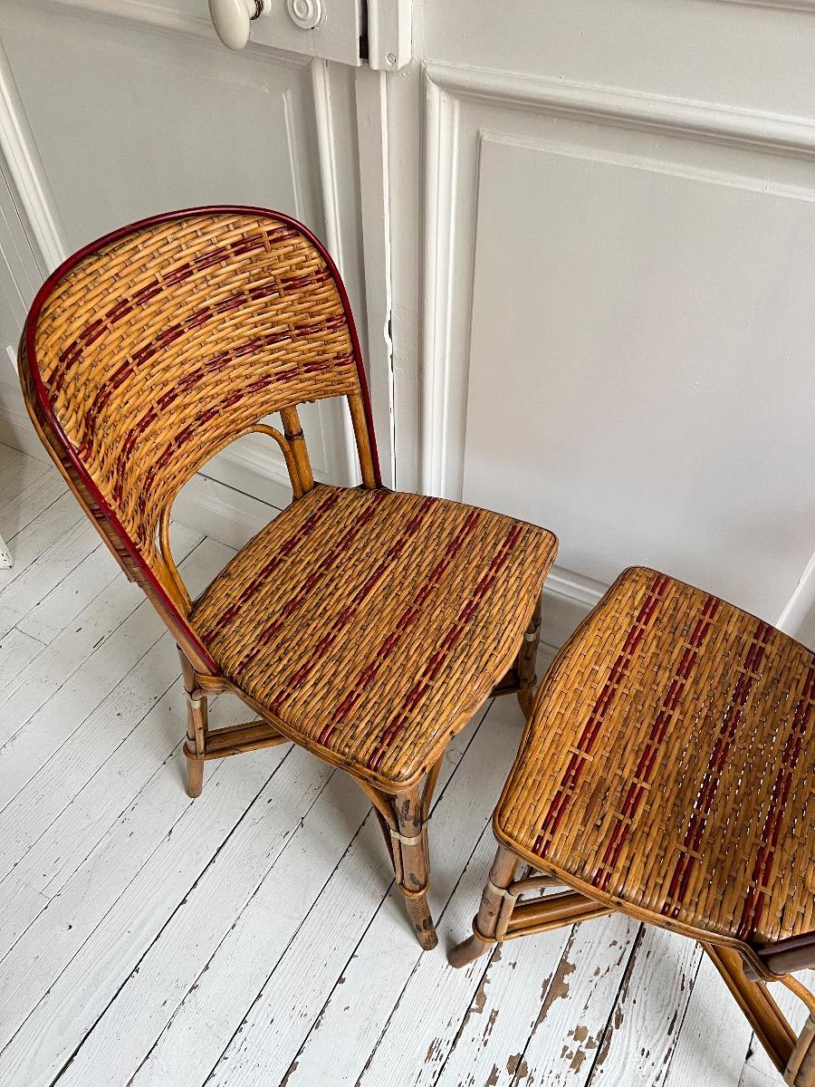 Paire de chaises rotin 1920
