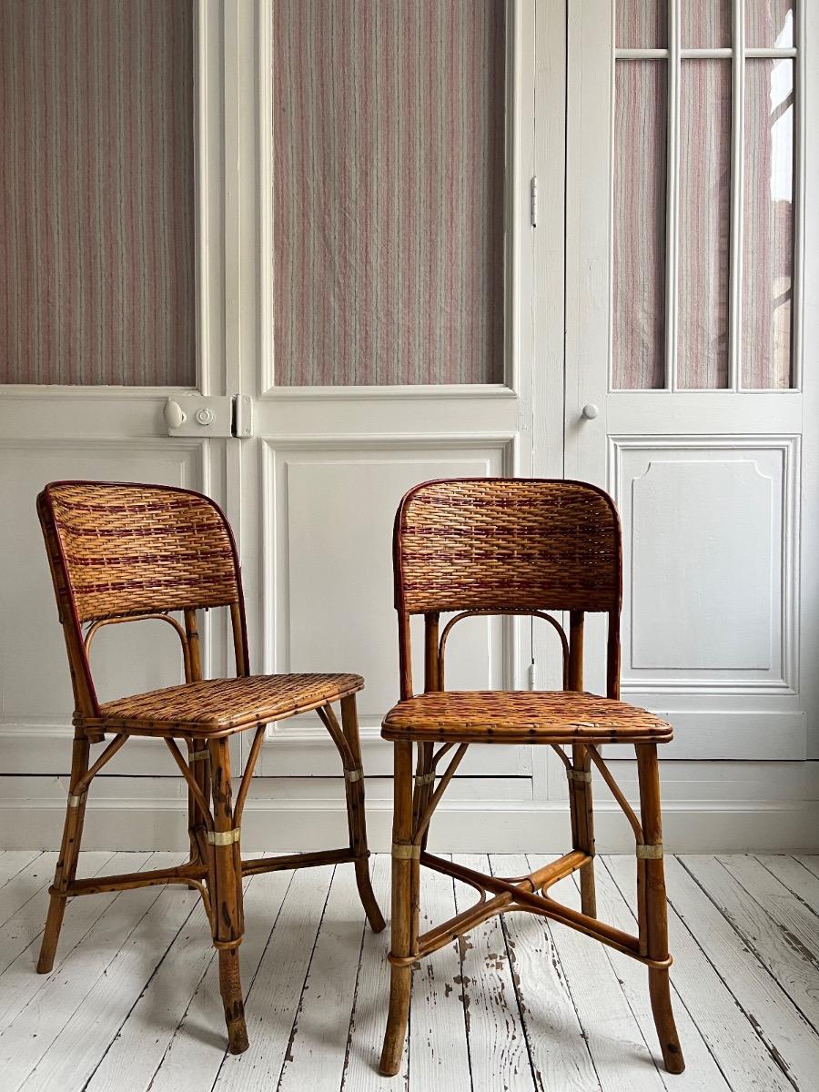 Paire de chaises rotin 1920