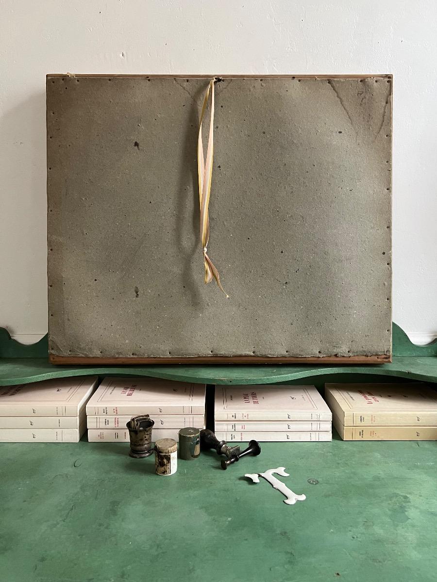 Cœur sacré sous verre, ouvrage broderie 1880