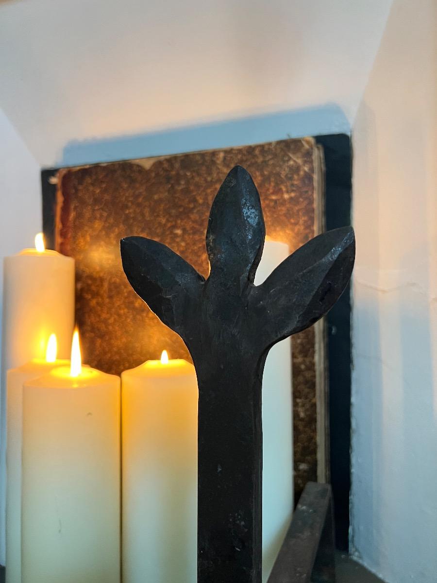 Paire de chenets fer forgé 1940