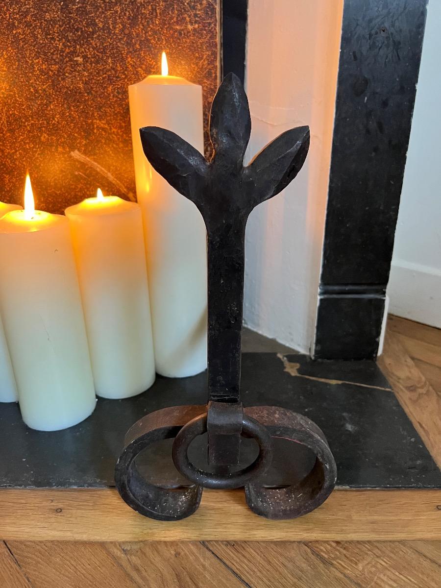 Paire de chenets fer forgé 1940