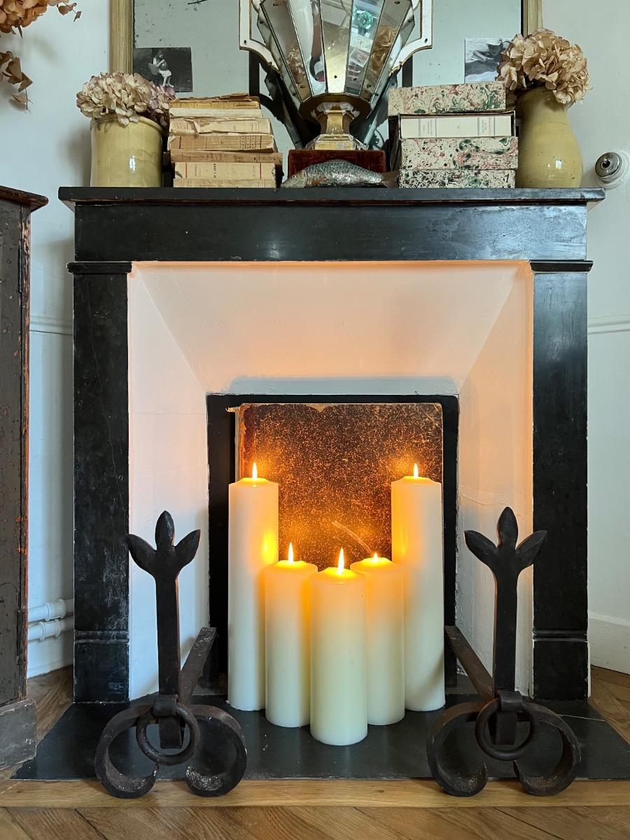 Paire de chenets fer forgé 1940