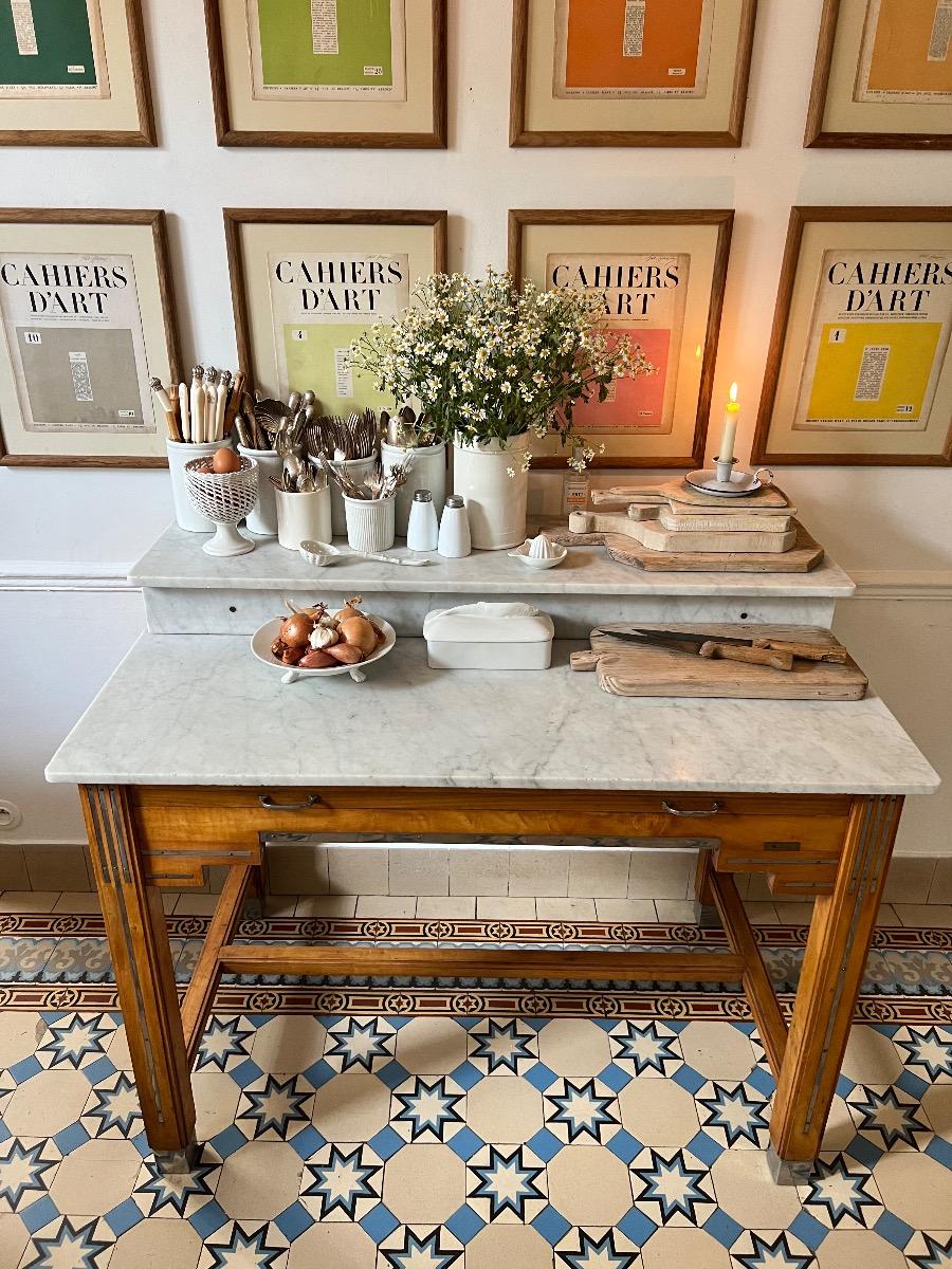 Comptoir de boucher marbre 1940