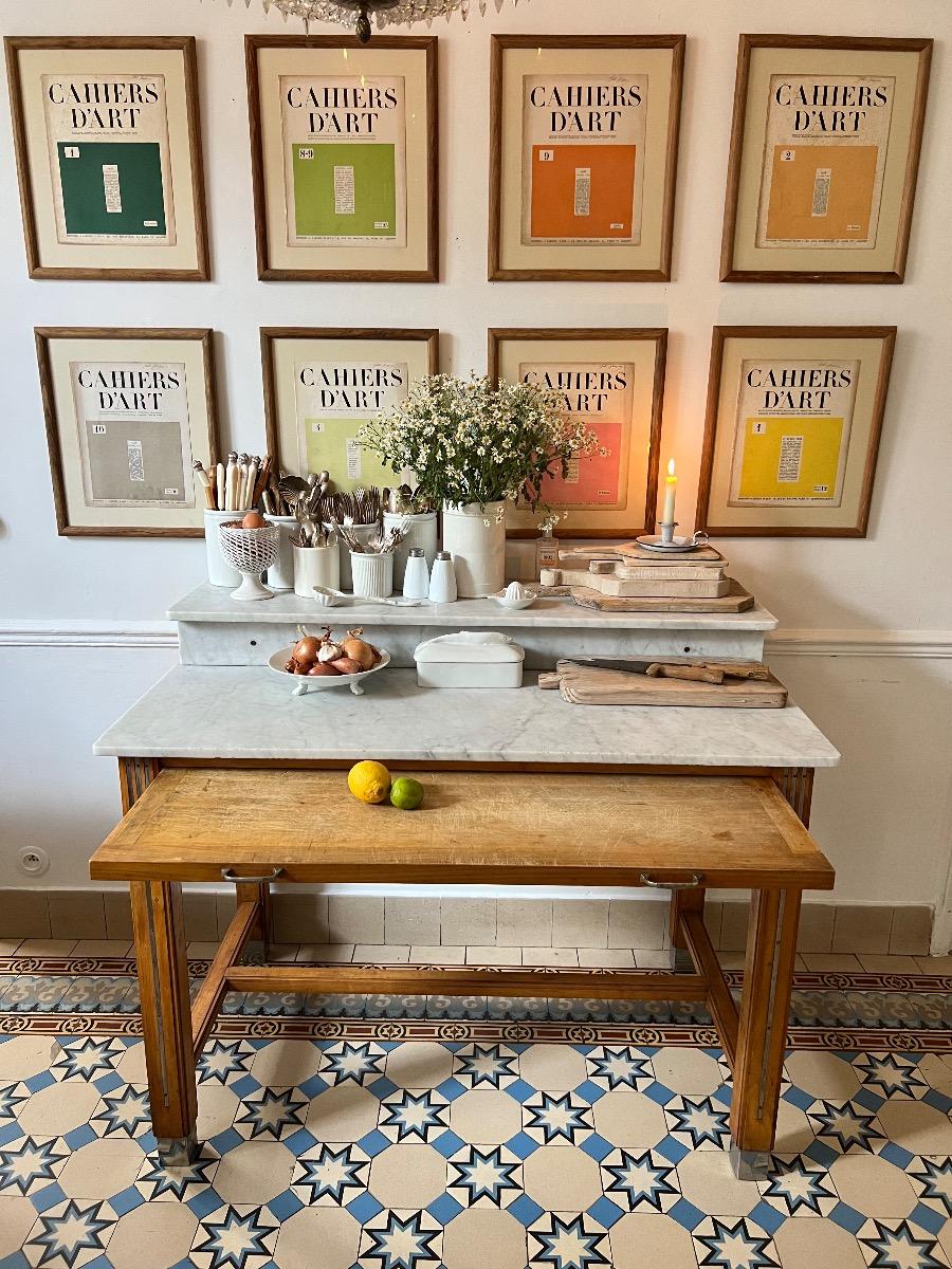 Comptoir de boucher marbre 1940