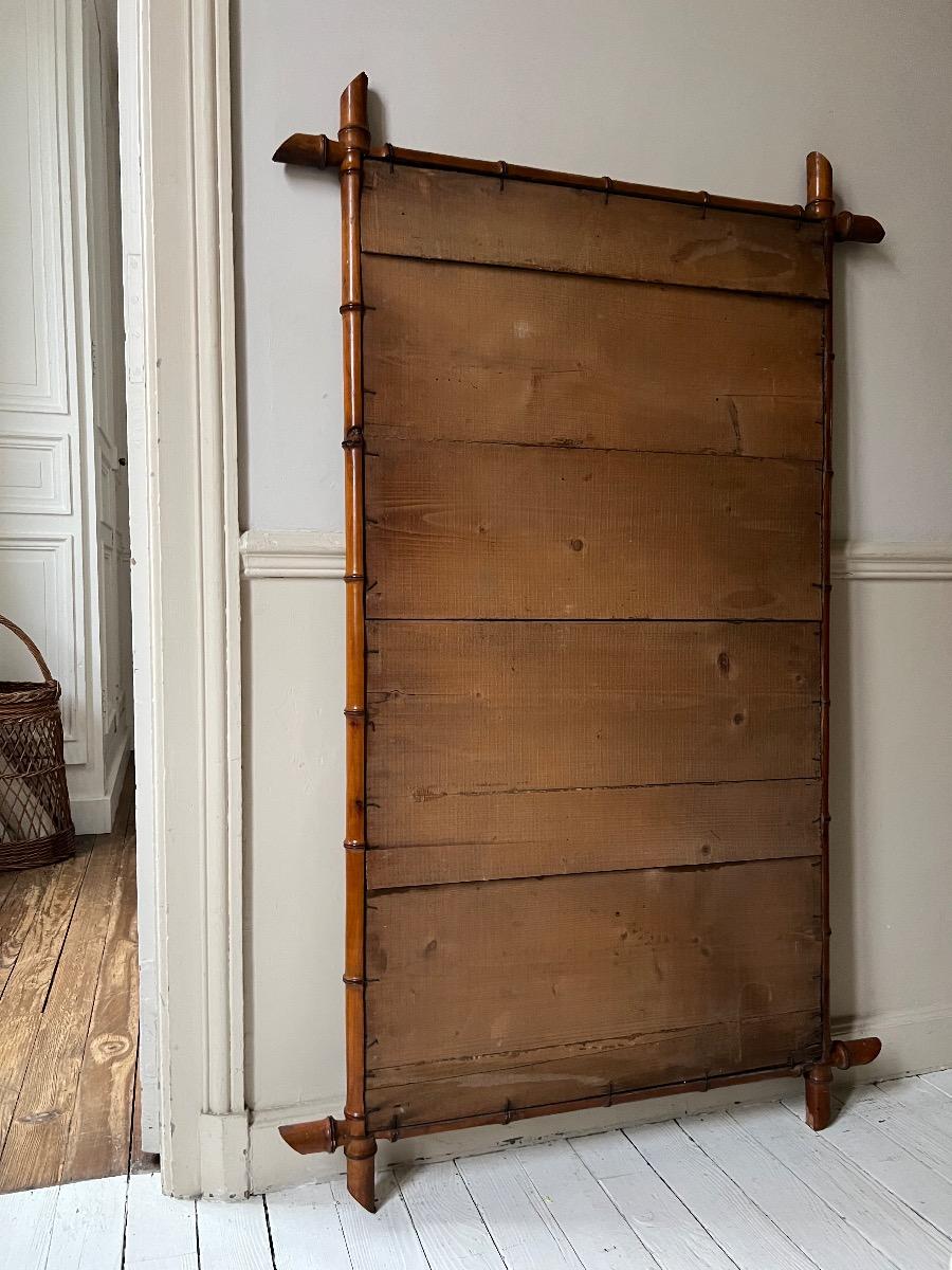 Grand miroir bois façon bambou 1920
