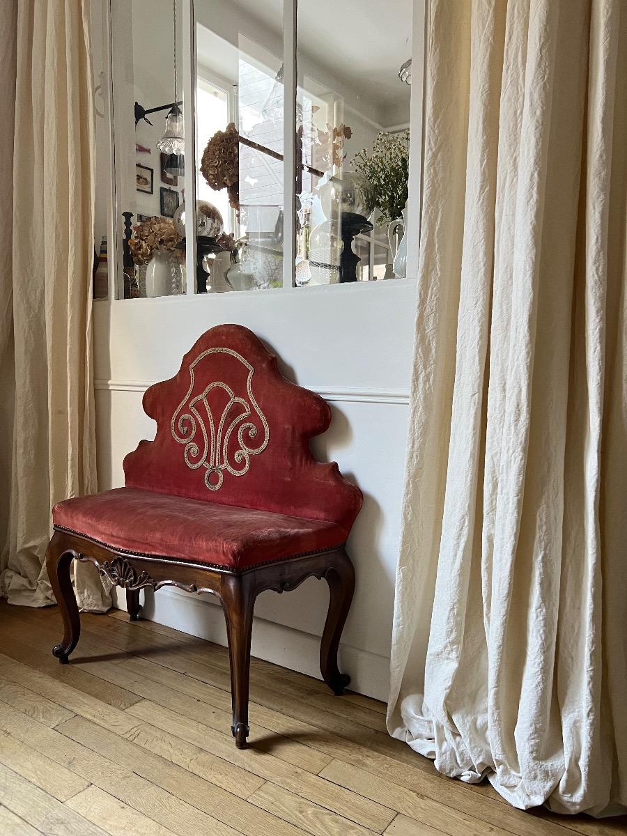 Fauteuil lombard / st. LXV velours framboise 