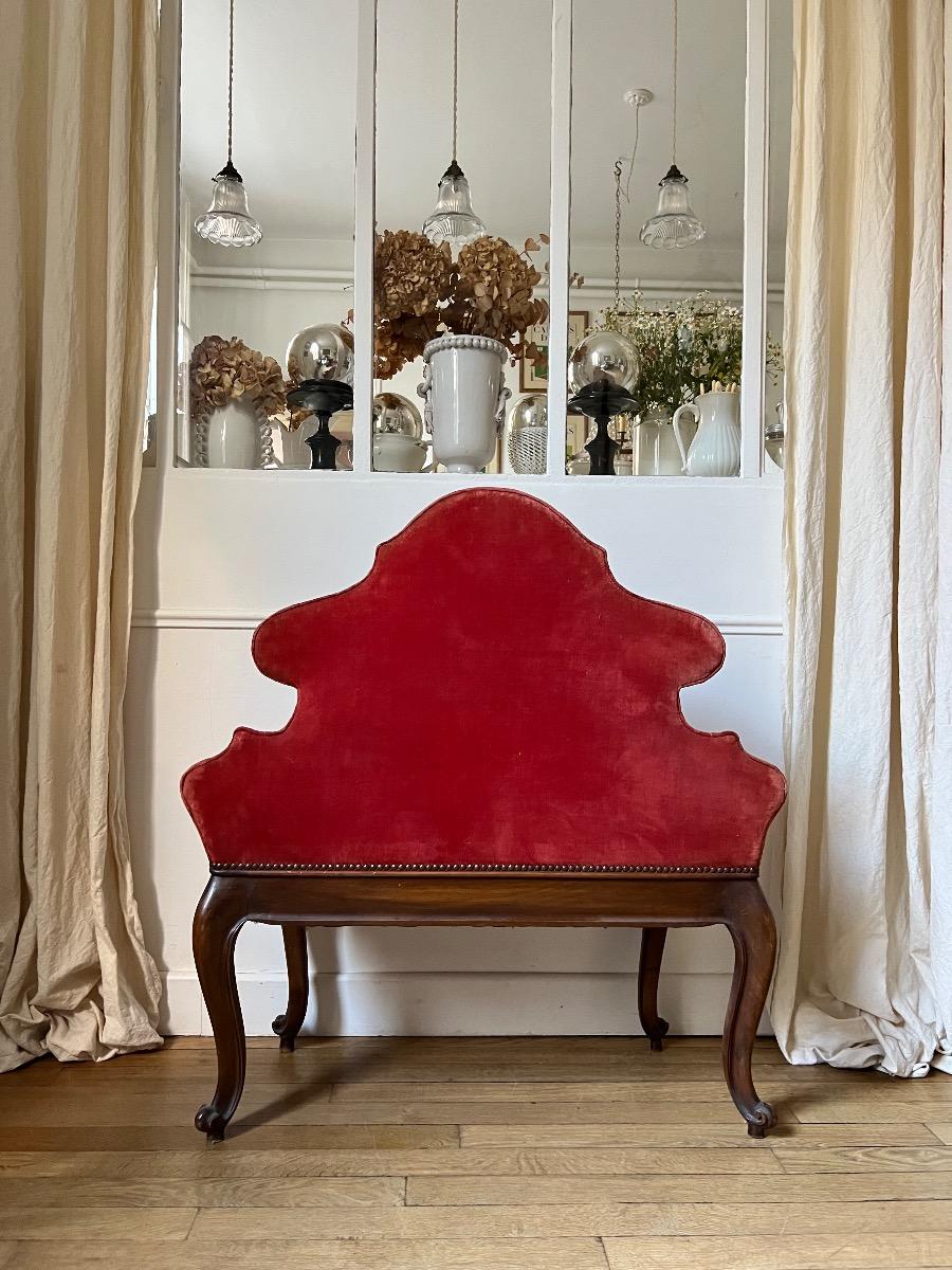 Fauteuil lombard / st. LXV velours framboise 