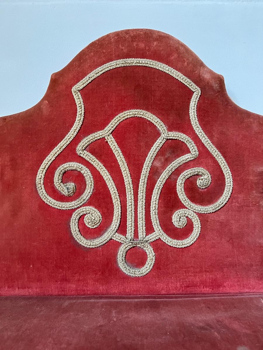 Fauteuil lombard / st. LXV velours framboise 