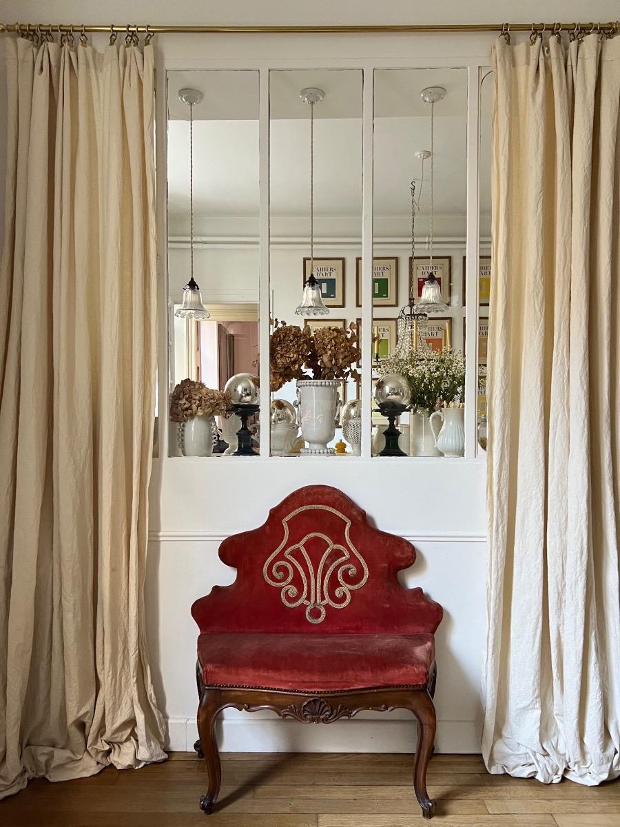 Fauteuil lombard / st. LXV velours framboise 