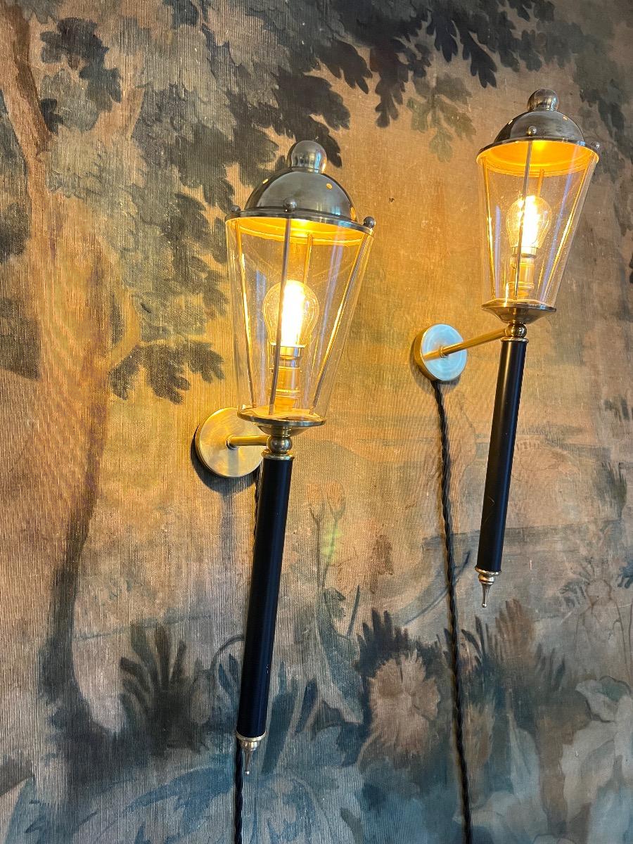 Paire d’appliques torchères Maison Roche
