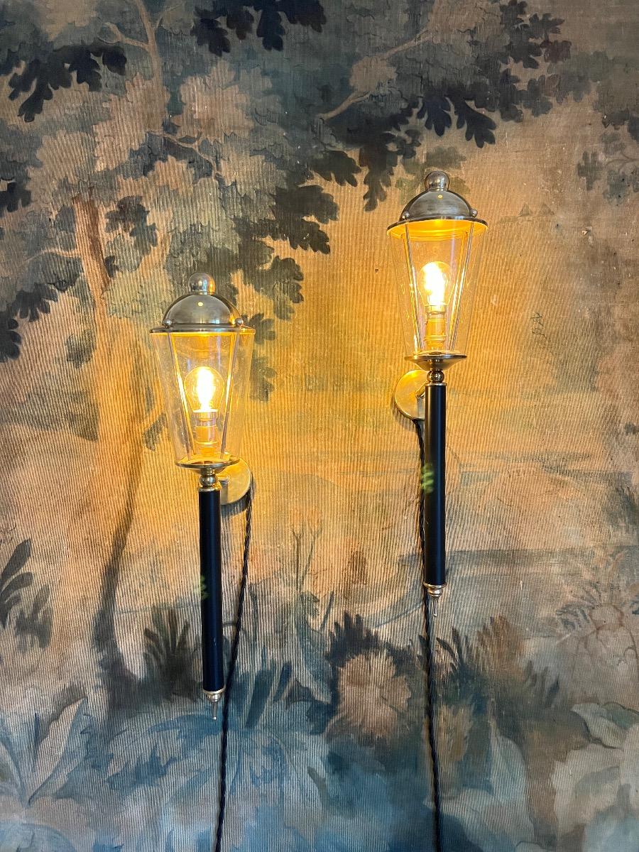 Paire d’appliques torchères Maison Roche