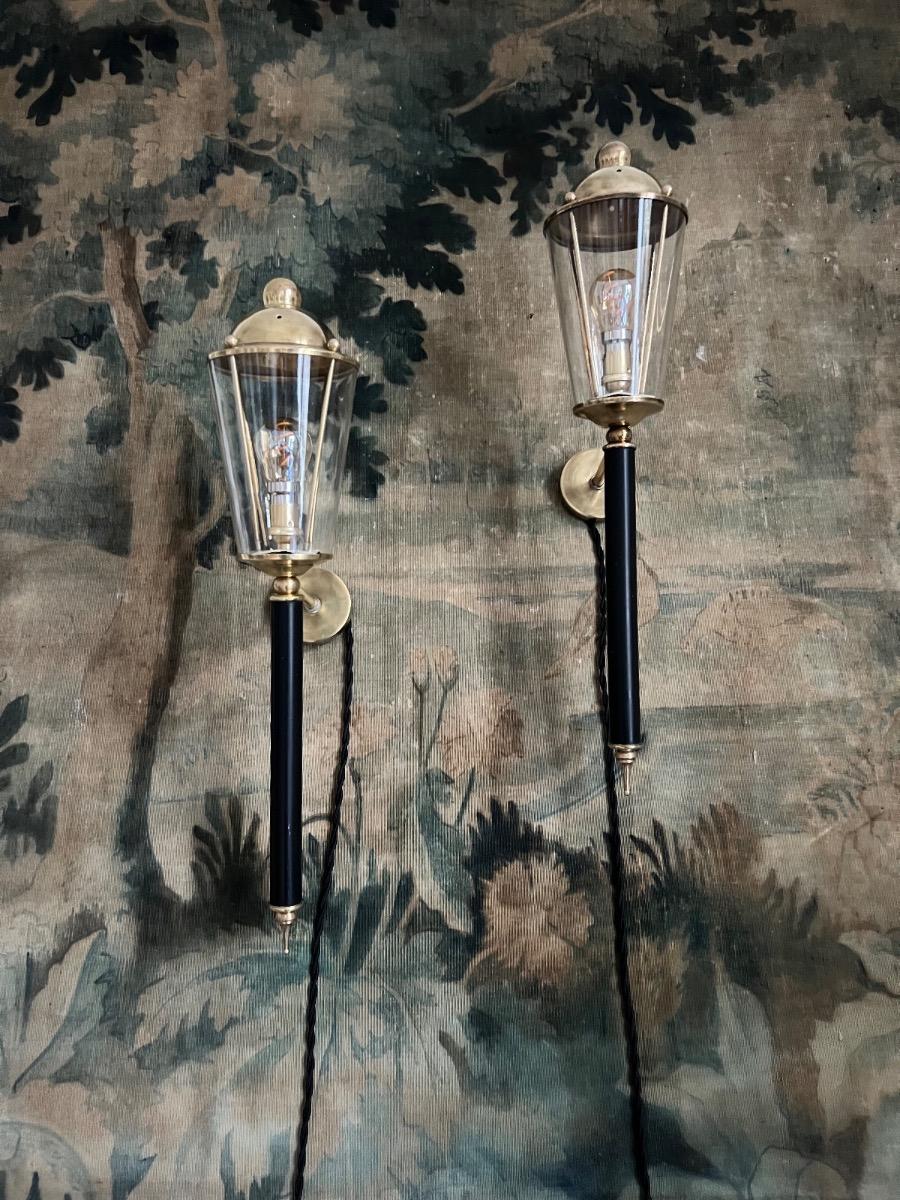 Paire d’appliques torchères Maison Roche