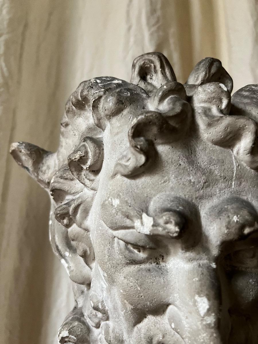 Faune XIXème, plâtre sur socle marbre