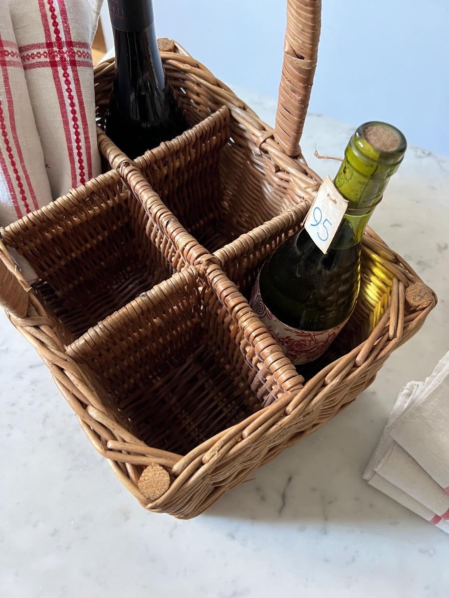 Panier à bouteilles osier 1930