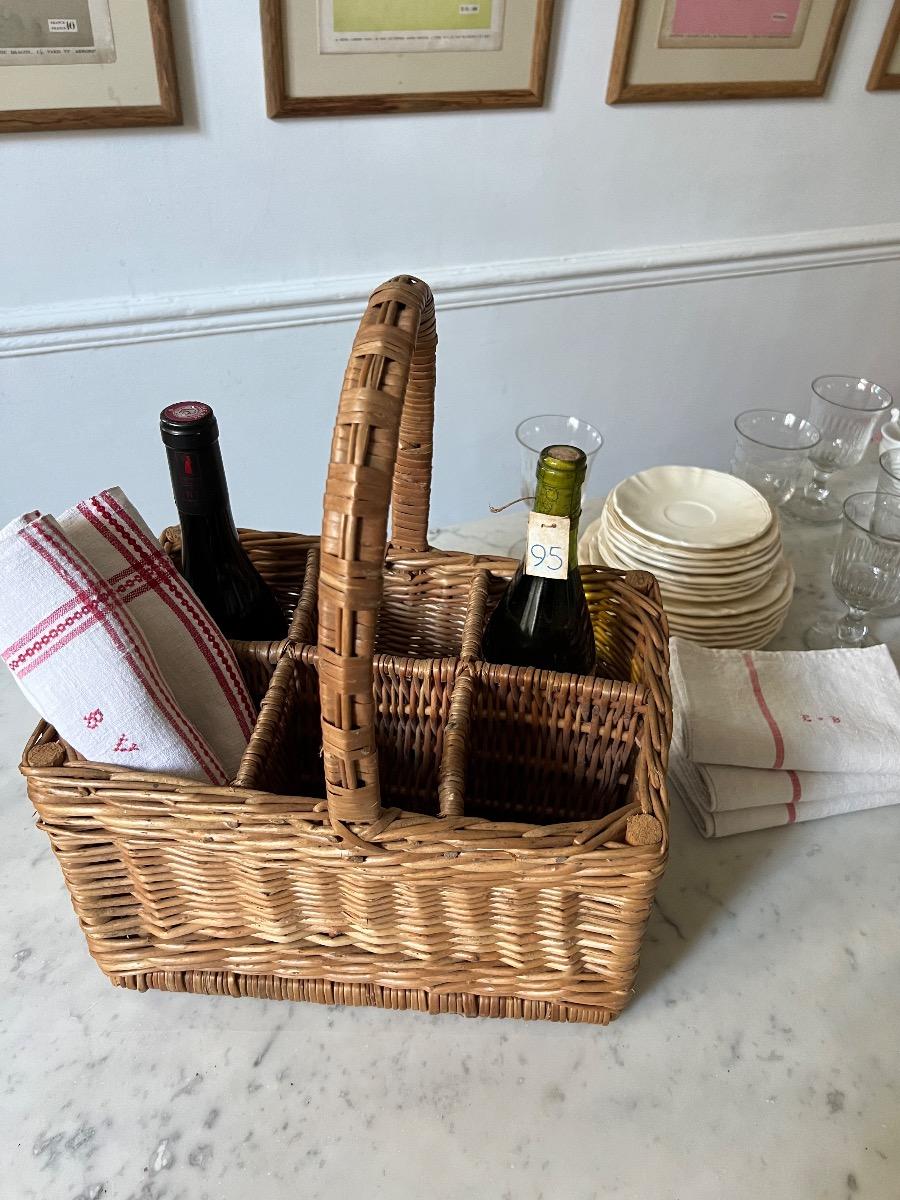 Panier à bouteilles osier 1930