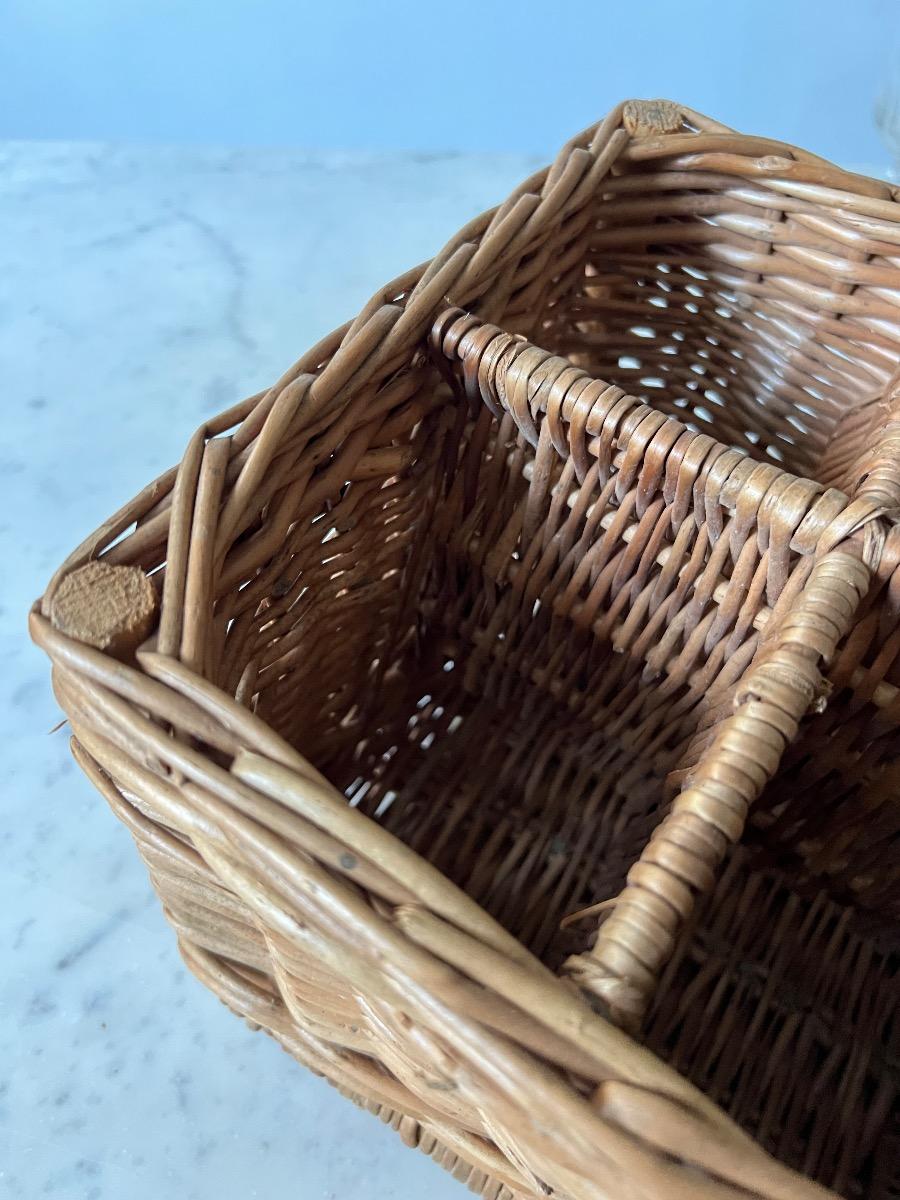 Panier à bouteilles osier 1930