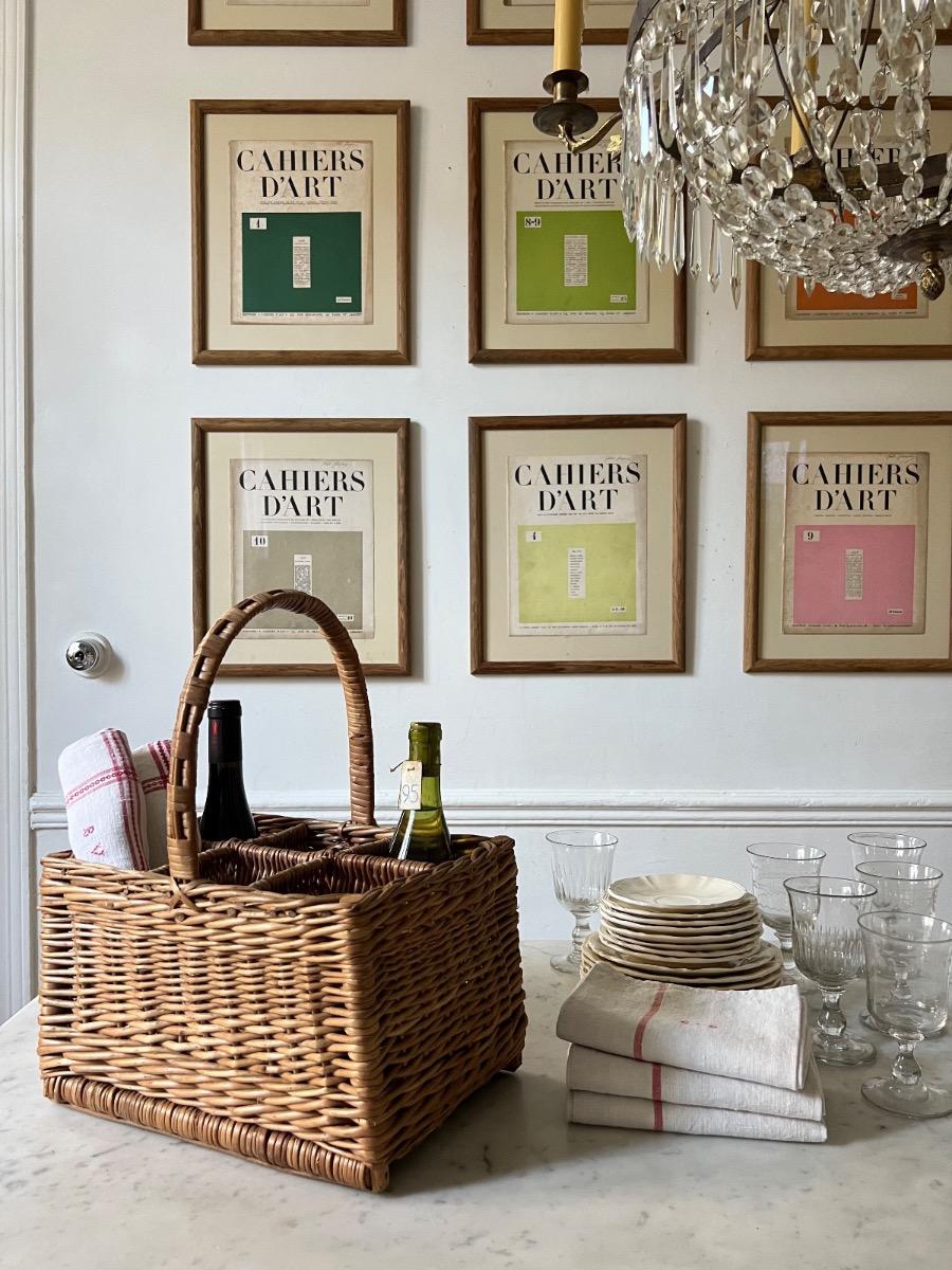 Panier à bouteilles osier 1930