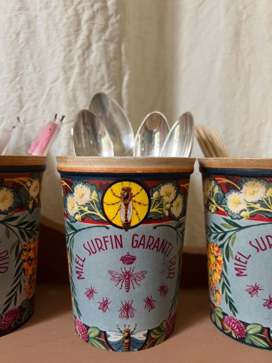 Suite 4 pots à miel carton paraffiné 1950