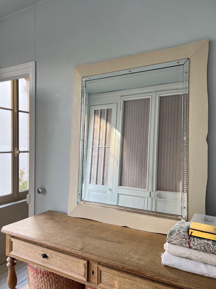 Miroir bois et baguette pastilles 1940