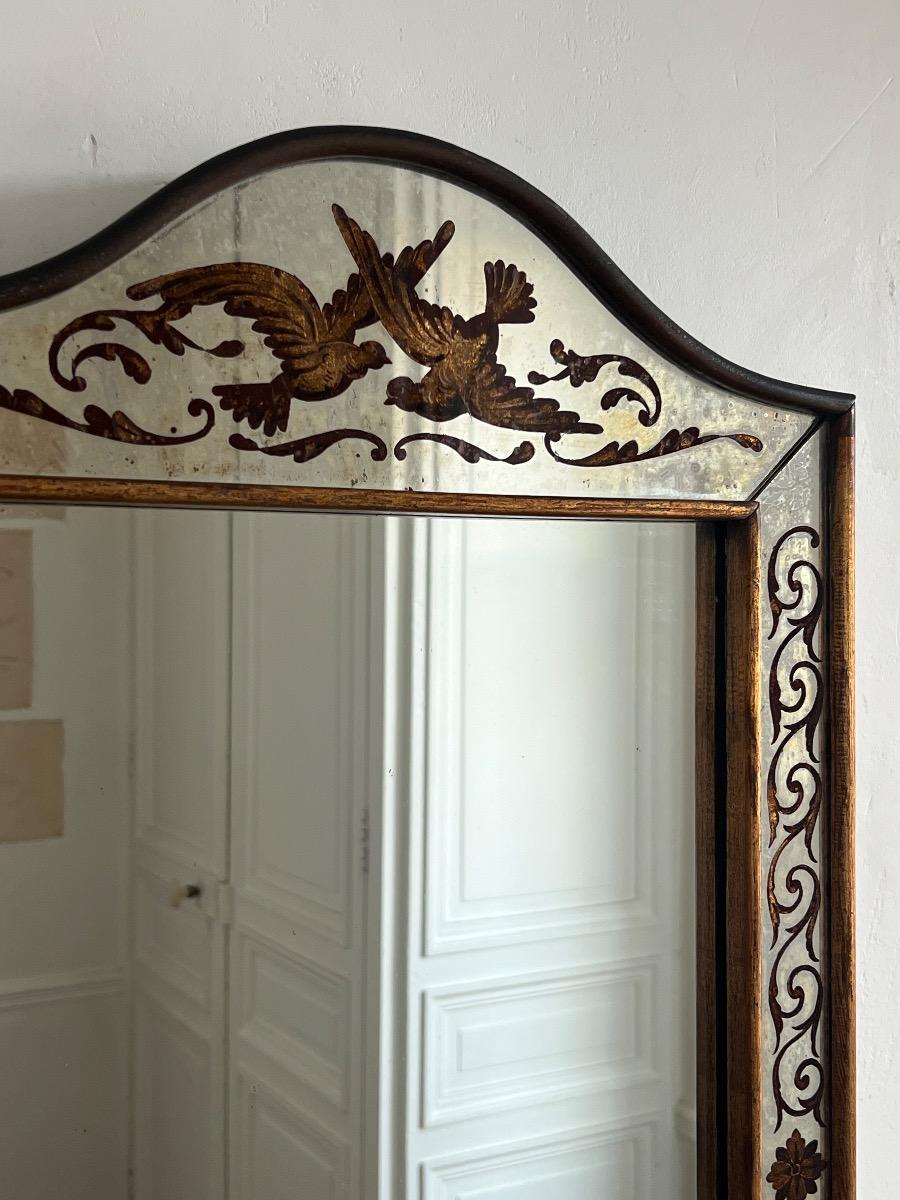 Miroir à parecloses verre églomisé 1940