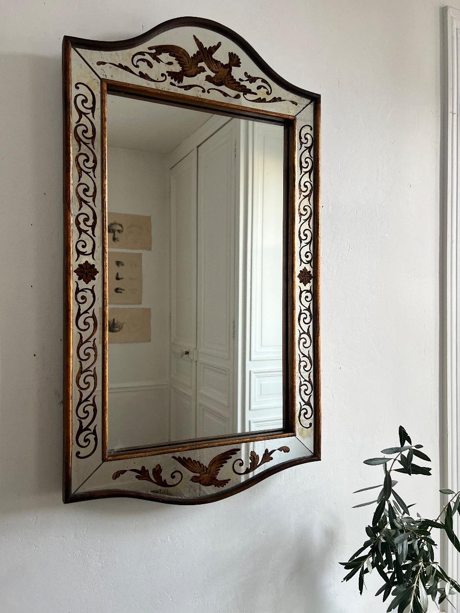 Miroir à parecloses verre églomisé 1940
