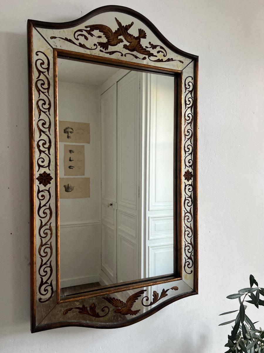 Miroir à parecloses verre églomisé 1940