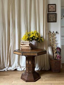 Guéridon octogonal cuir et chêne 1940