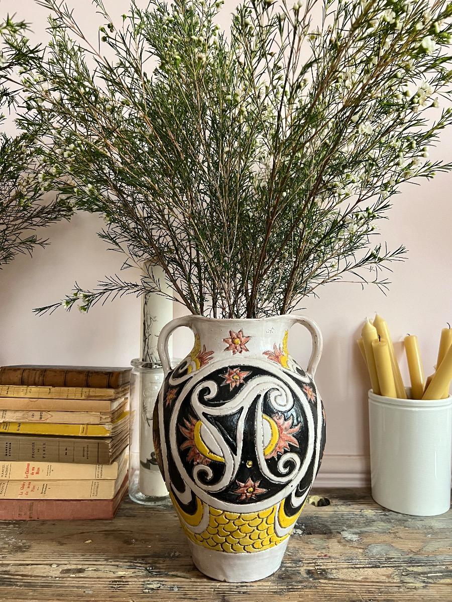 Paire de vases amphores, céramique, 1960