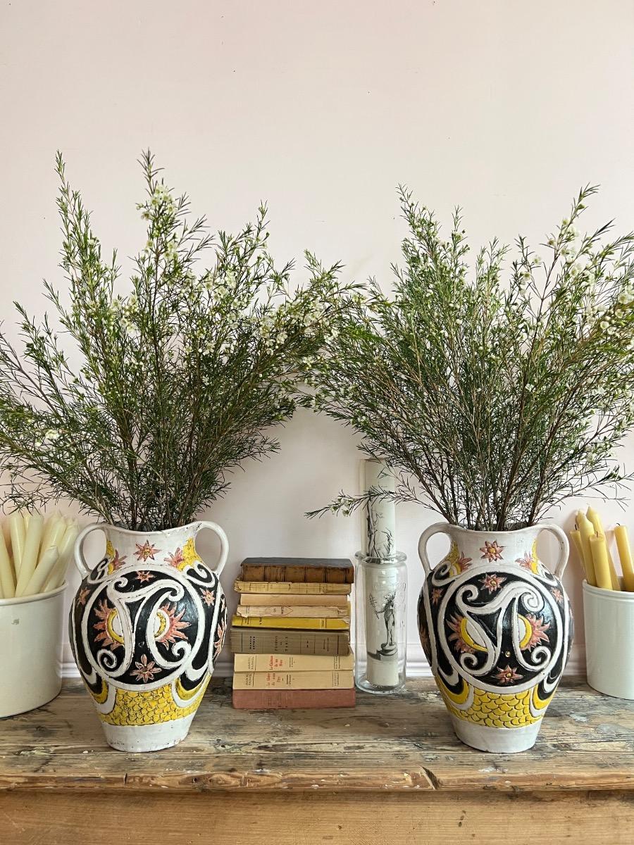 Paire de vases amphores, céramique, 1960