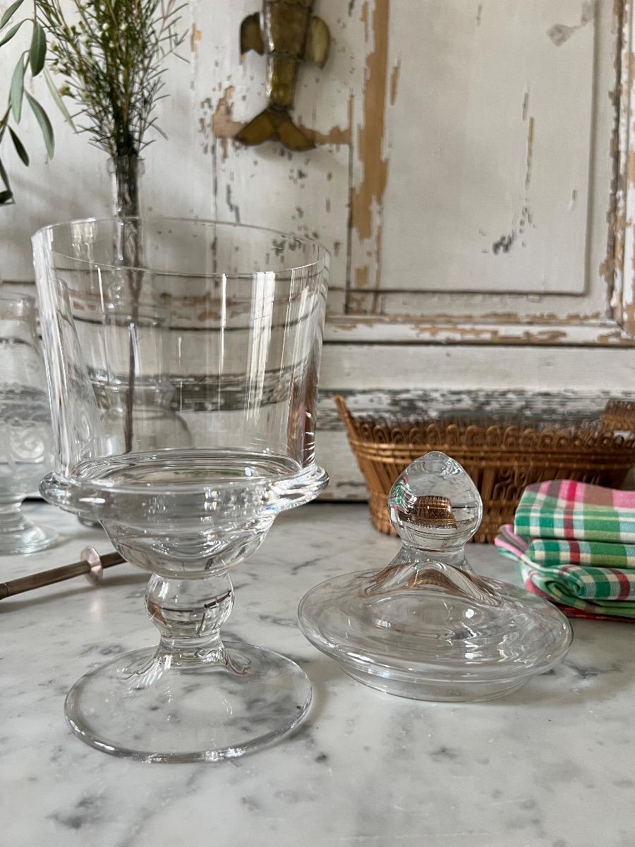 Drageoir pot couvert verre 1930