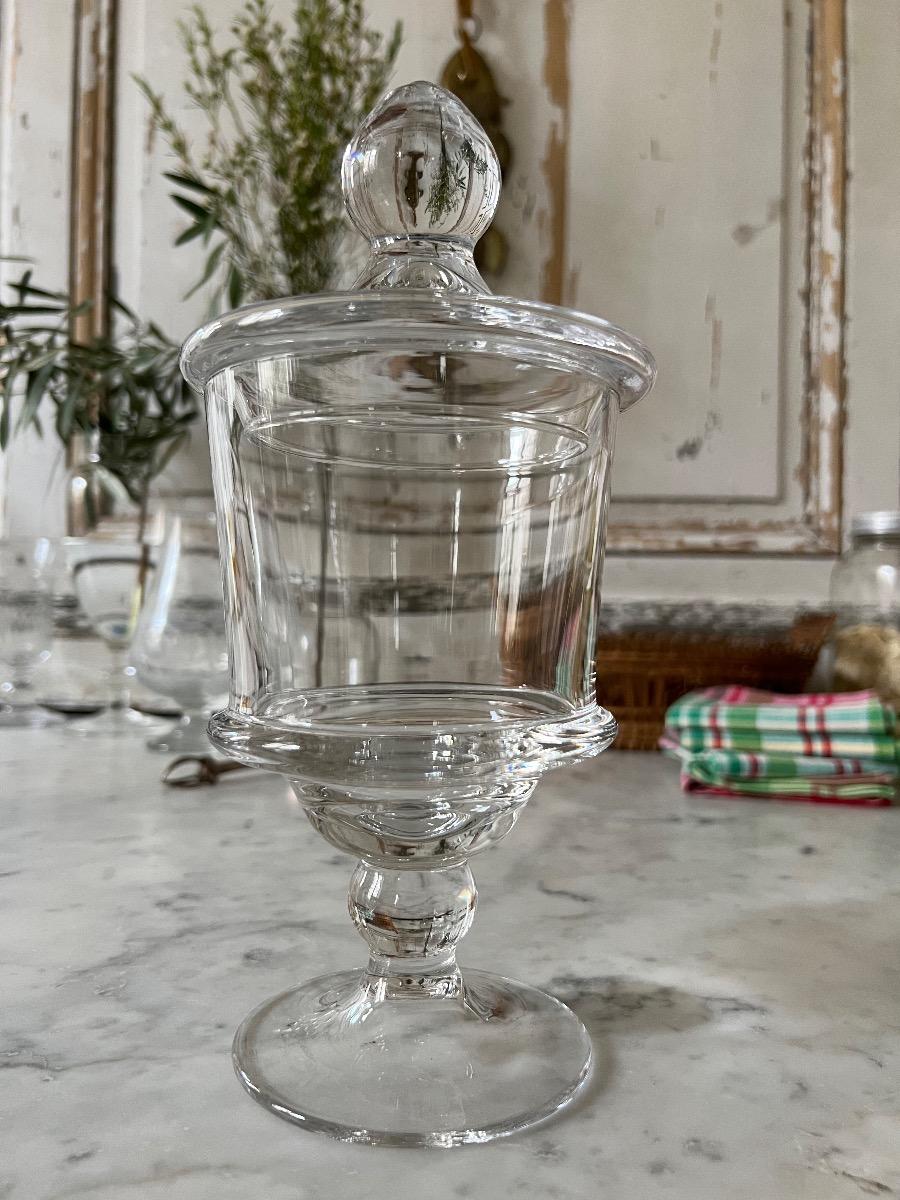 Drageoir pot couvert verre 1930