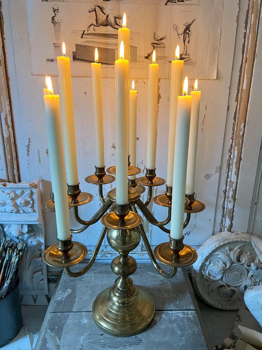 Grand candélabre laiton 11 feux 1940