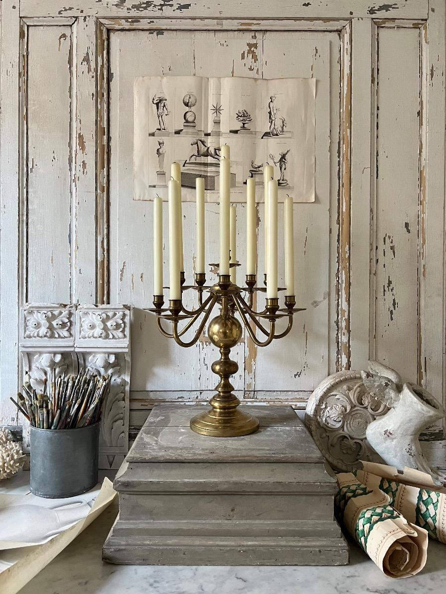 Grand candélabre laiton 11 feux 1940