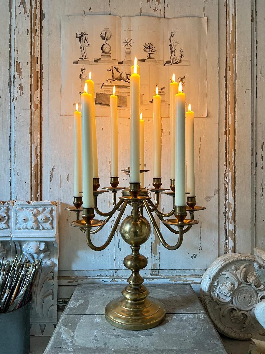 Grand candélabre laiton 11 feux 1940
