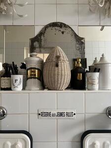 Boîte ovoïde rotin laiton 1950