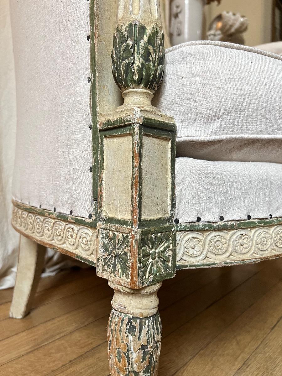 Bergère XVIIIème LXVI retapissée lin
