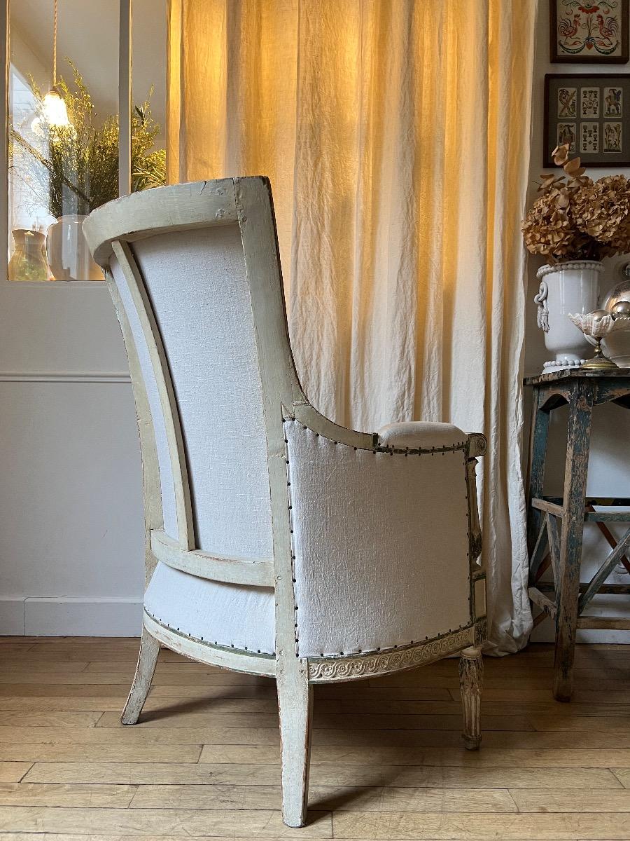 Bergère XVIIIème LXVI retapissée lin