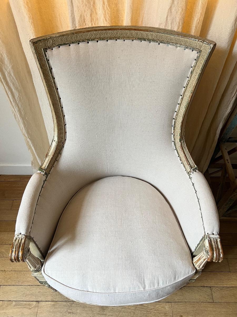 Bergère XVIIIème LXVI retapissée lin