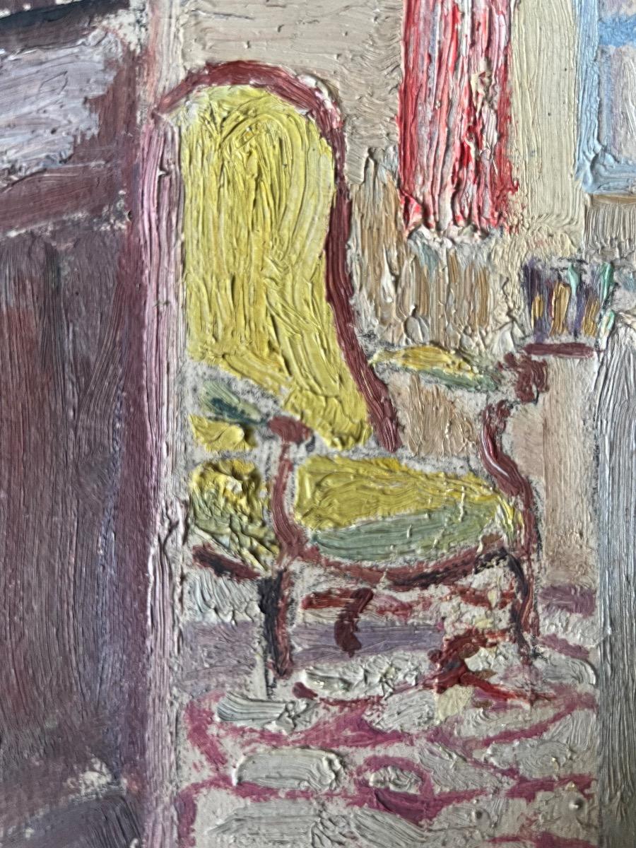 Scène d’intérieur, huile sur panneau 1930